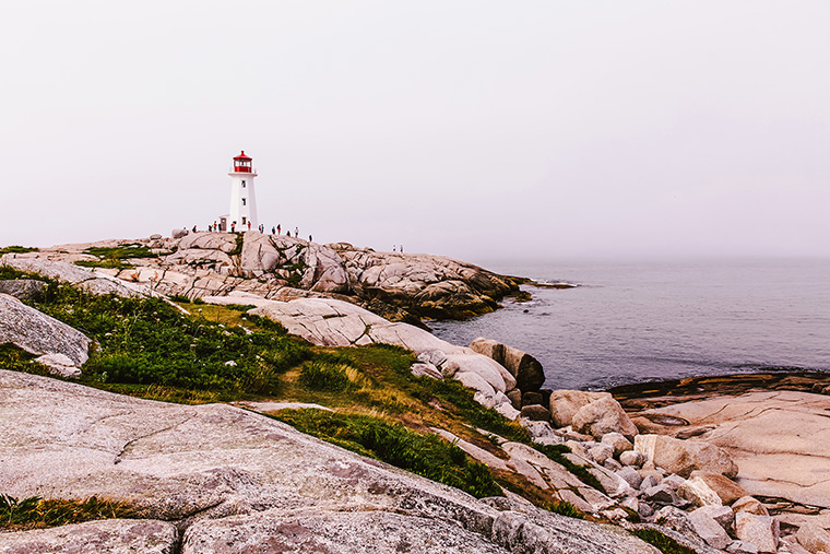 View of Peggy's Cove lighthouse in NS